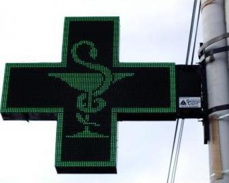 Cruce de farmacie LED verde (dubla fata)