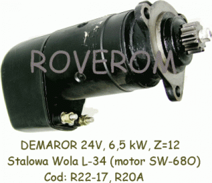 Demaror 24V, 6,5 kW, Z=12, Stalowa Wola L-34 (motor SW-680) de la Roverom Srl