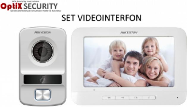 Set videointerfon Hikvision TCP/IP 7inci cu RFID Reader de la OptiX Security System Srl