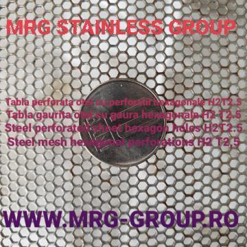 Tabla perforata otel perforatie hexagonala H2T2.5 sita otel de la MRG Stainless Group Srl