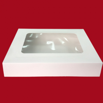 Cutie alba carton cu fereastra 19x19x6,5cm, 25 buc/set