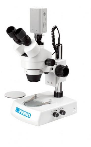 Microscop stereo trinocular preluare video si foto M053 de la Proma Machinery Srl