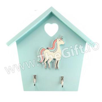 Cuier pentru chei din lemn cu unicorn de la Thegift.ro - Cadouri Online