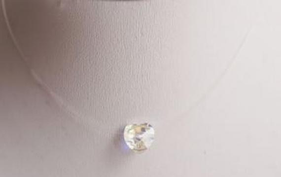 Choker Heart Swarovski, fir invizibil, inchidere Argint 925 de la Artemis Srl