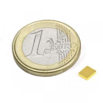 Magnet neodim bloc, 5x4x1 mm, putere 350 g, N50, placat aur