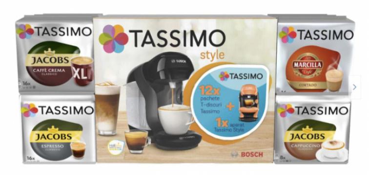 Capsule cafea Tassimo 12 cutii + Espressor Bosch