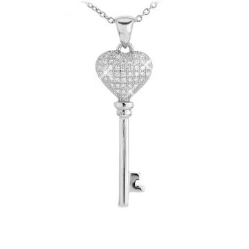 Colier din argint cu cristale Heart Key de la Luxury Concepts Srl