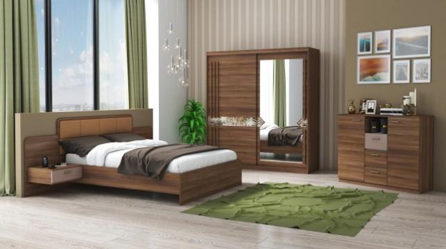 Set dormitor Atena, nuc, dulap 200 cm, pat 160x200 cm de la CB Furniture Srl