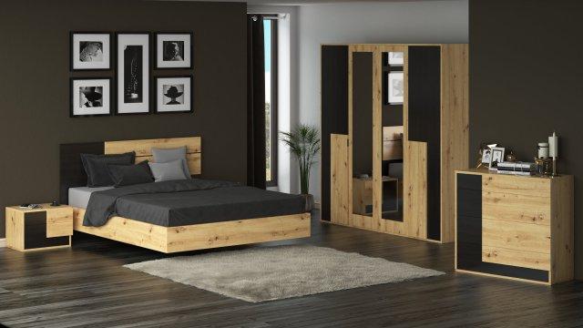 Set mobila dormitor Bali, culoare sonoma / negru de la CB Furniture Srl