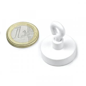Magnet neodim oala 25,3 mm, cu inel alb, putere 16 kg