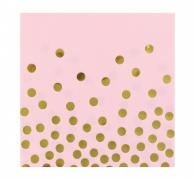 Set 12 servetele Gold dots roz de la Tomvalk Srl