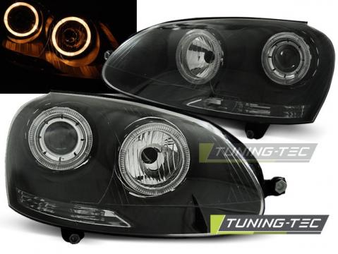 Faruri compatibile cu VW Golf 5 10.03-09 Angel Eyes negru de la Kit Xenon Tuning Srl