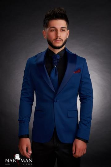 Costum mire/ginere - Smoking elegant, albastru imperial de la Narman - Tuxedo