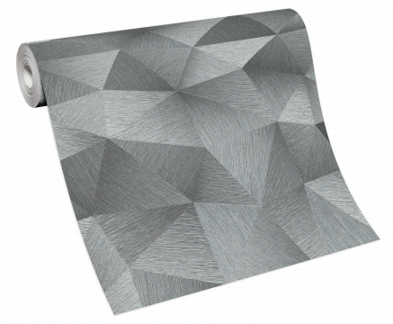 Tapet geometric romburi extralavabil, gri, argintiu, GMK 3 de la Juliamon SRL