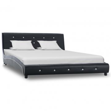 Cadru de pat, negru, 140 x 200 cm, piele artificiala
