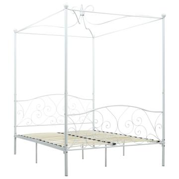 Cadru de pat cu baldachin, alb, 140 x 200 cm, metal de la VidaXL