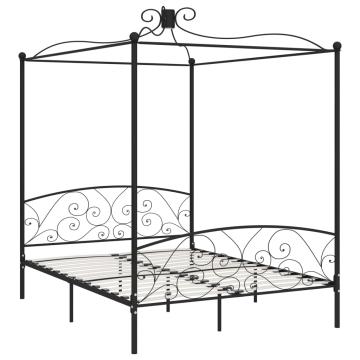 Cadru de pat cu baldachin, negru, 180 x 200 cm, metal de la VidaXL