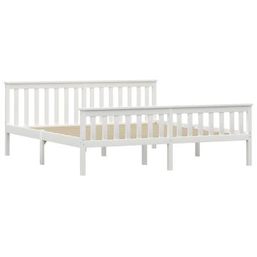 Cadru de pat din lemn masiv de pin, alb, 180 x 200 cm de la VidaXL