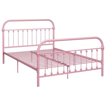 Cadru de pat, roz, 160 x 200 cm, metal de la VidaXL