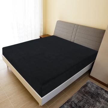 Cearsaf de pat cu elastic, negru, 100x200 cm, bumbac de la VidaXL