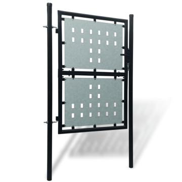 Poarta de gard cu o usa, negru, 100x250 cm