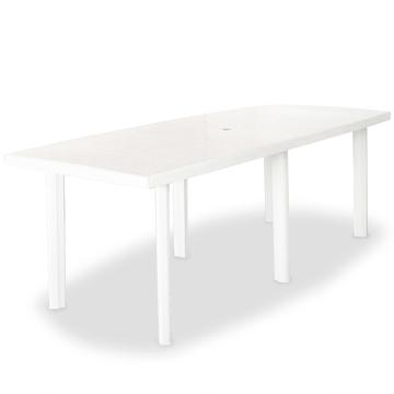 Set mobilier de exterior, 11 piese, alb, plastic de la VidaXL