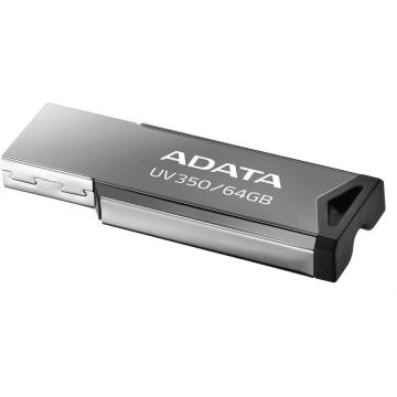 Memorie USB Adata UV350 64GB, USB 3.2, gri, AUV350-64G-RBK