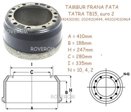 Tambur frana fata Tatra T815 euro 2, Terno, Jamal
