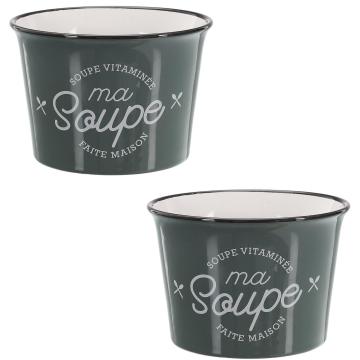 Bol pentru supa 500 ml, ceramica, 12x9x12cm, gri de la Plasma Trade Srl (happymax.ro)