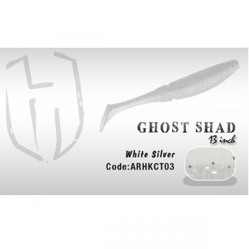 Naluca Shad Ghost 13cm White / Silver Herakles de la Pescar Expert