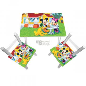 Masuta copii cu 2 scaune Disney Mickey si Minnie Mouse
