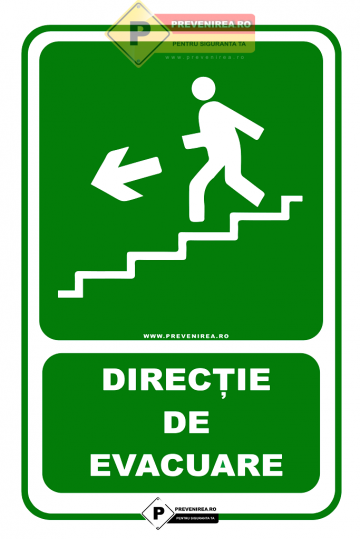 Indicatoare pentru directie de evacuare pe scari stanga jos