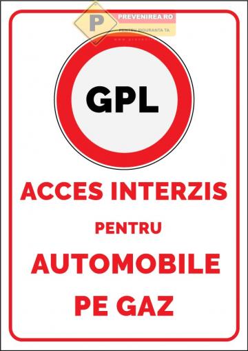 Indicatoare pentru interzicere vehicule cu gaz
