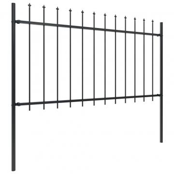 Gard de gradina cu varf ascutit, negru, 1,7 m, otel de la VidaXL