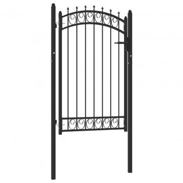 Poarta de gard cu tepuse, negru, 100x150 cm, otel