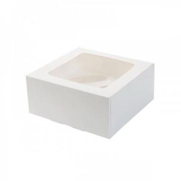 Cutii carton alb cu fereastra, 4 briose, 18*18 cm (25buc) de la Practic Online Packaging Srl