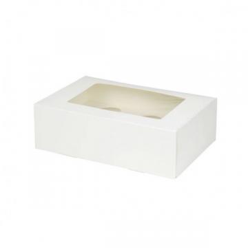 Cutii carton alb cu fereastra, 6 briose, 29.6*20 cm (25buc)