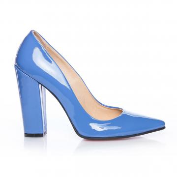 Pantofi online Stiletto toc gros, albastru lac de la Ana Shoes Factory Srl