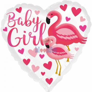 Balon folie inima baby girl flamingo roz 43cm de la Calculator Fix Dsc Srl