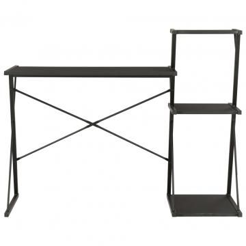 Birou cu raft, negru, 116 x 50 x 93 cm