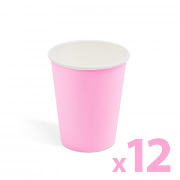 Pahare roz de hartie - 250 ml - 12 buc