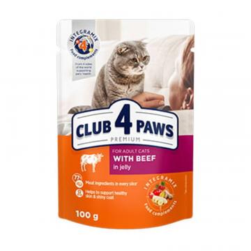 Hrana plic pisica cu vita in aspic 100g - Club 4 Paws de la Club4Paws Srl