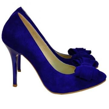 Pantofi Stiletto din piele intoarsa albastra D1