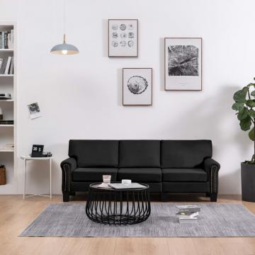 Canapea cu 3 locuri, negru, material textil de la VidaXL