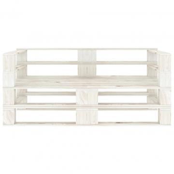 Canapea de gradina din paleti, 2 locuri, alb, lemn de la VidaXL