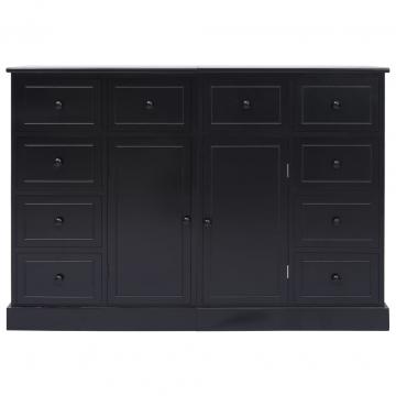 Servanta cu 10 sertare, negru, 113 x 30 x 79 cm, lemn