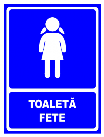 Indicator albastru pentru toaleta fete