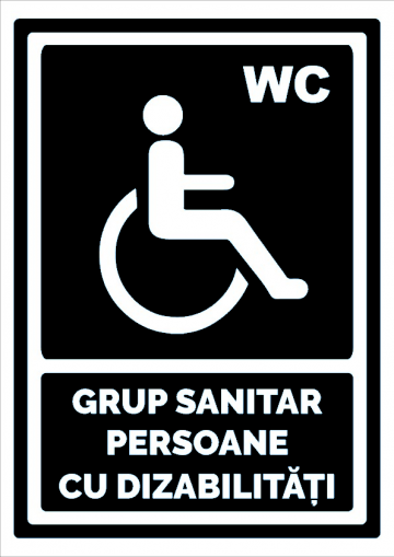 Indicator negru pentru grup sanitar persoane cu dizabilitati