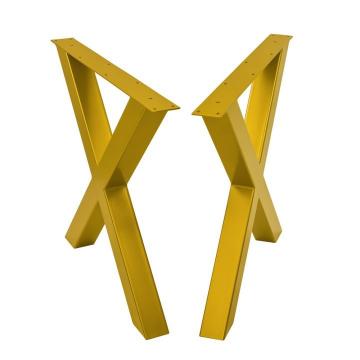 Set 2 picioare masa forma X, metal auriu