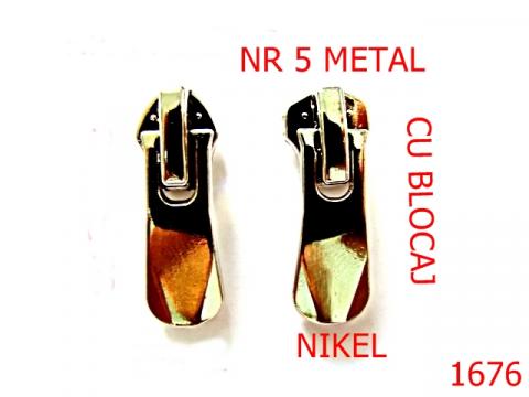Cursor nr.5 cu blocaj pt fermoar metalic /nikel 1676